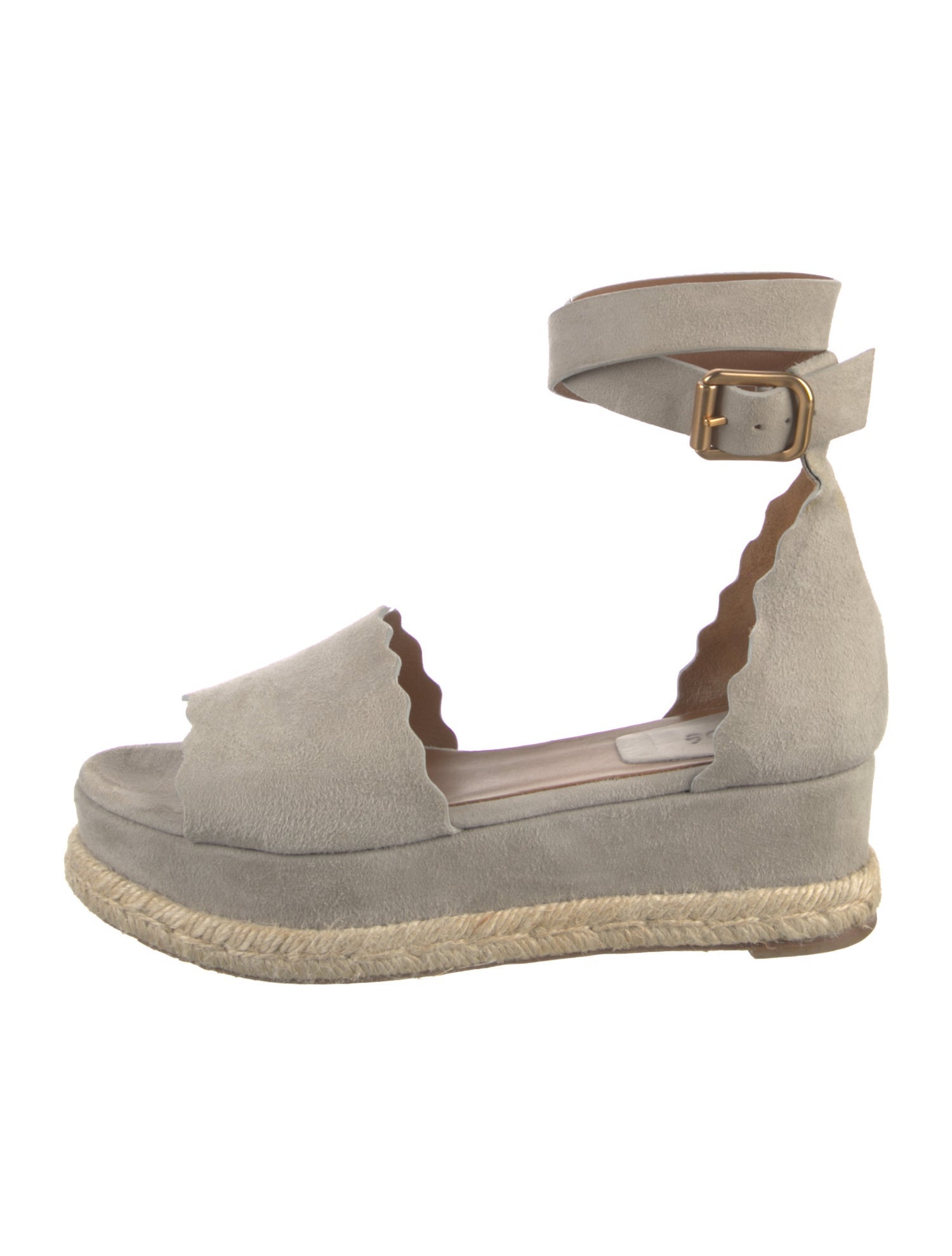 Chloé Suede Scalloped Accent D'Orsay Pumps