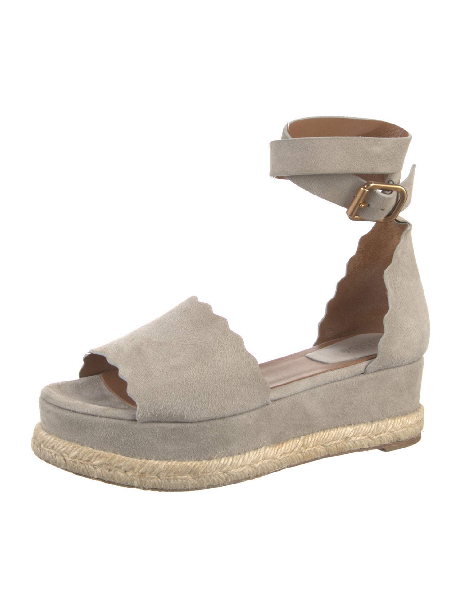 Chloé Suede Scalloped Accent D'Orsay Pumps