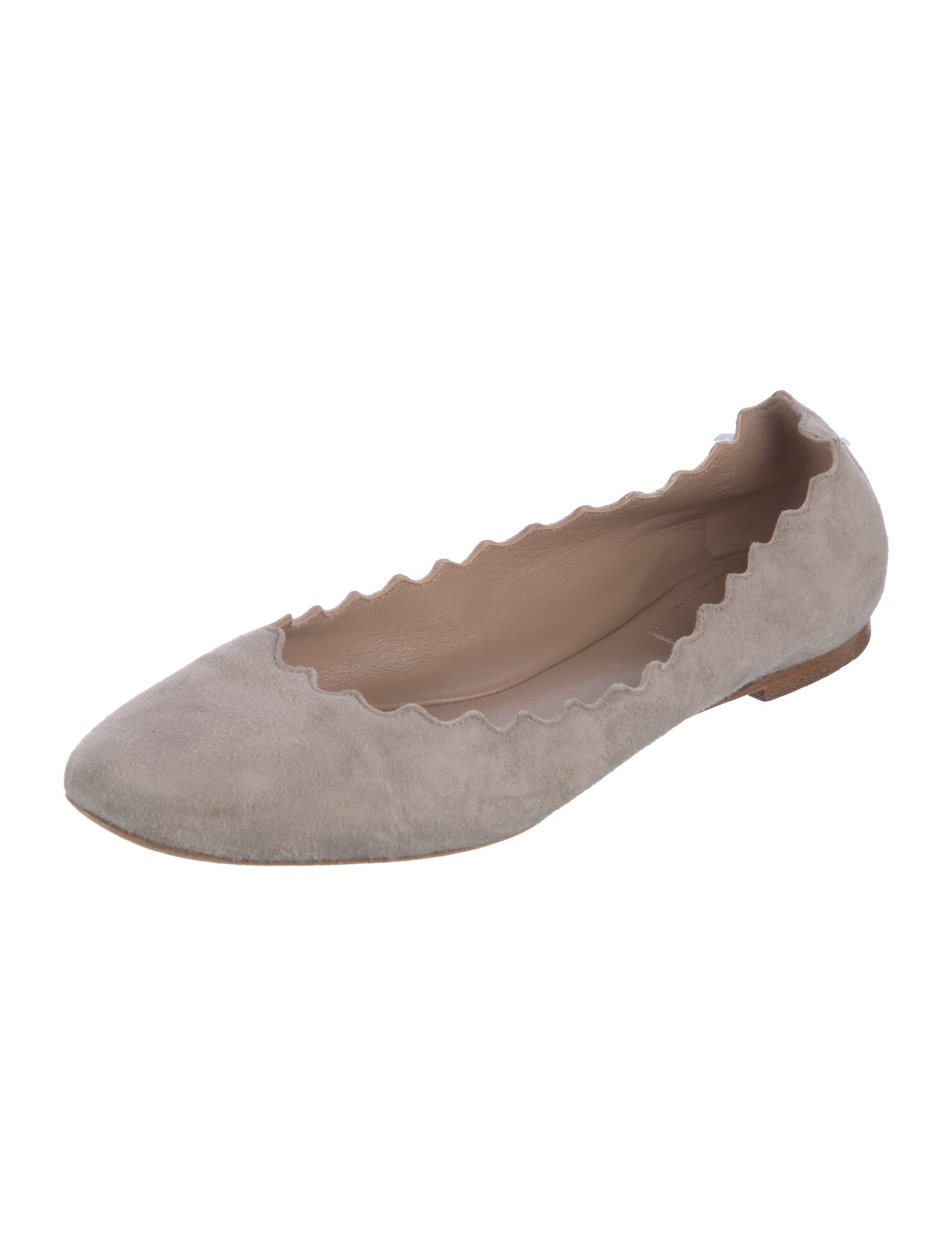 Chloé Suede Scalloped Accent Ballet Flats