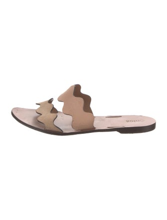 Chloé Leather Scalloped Accent Slides