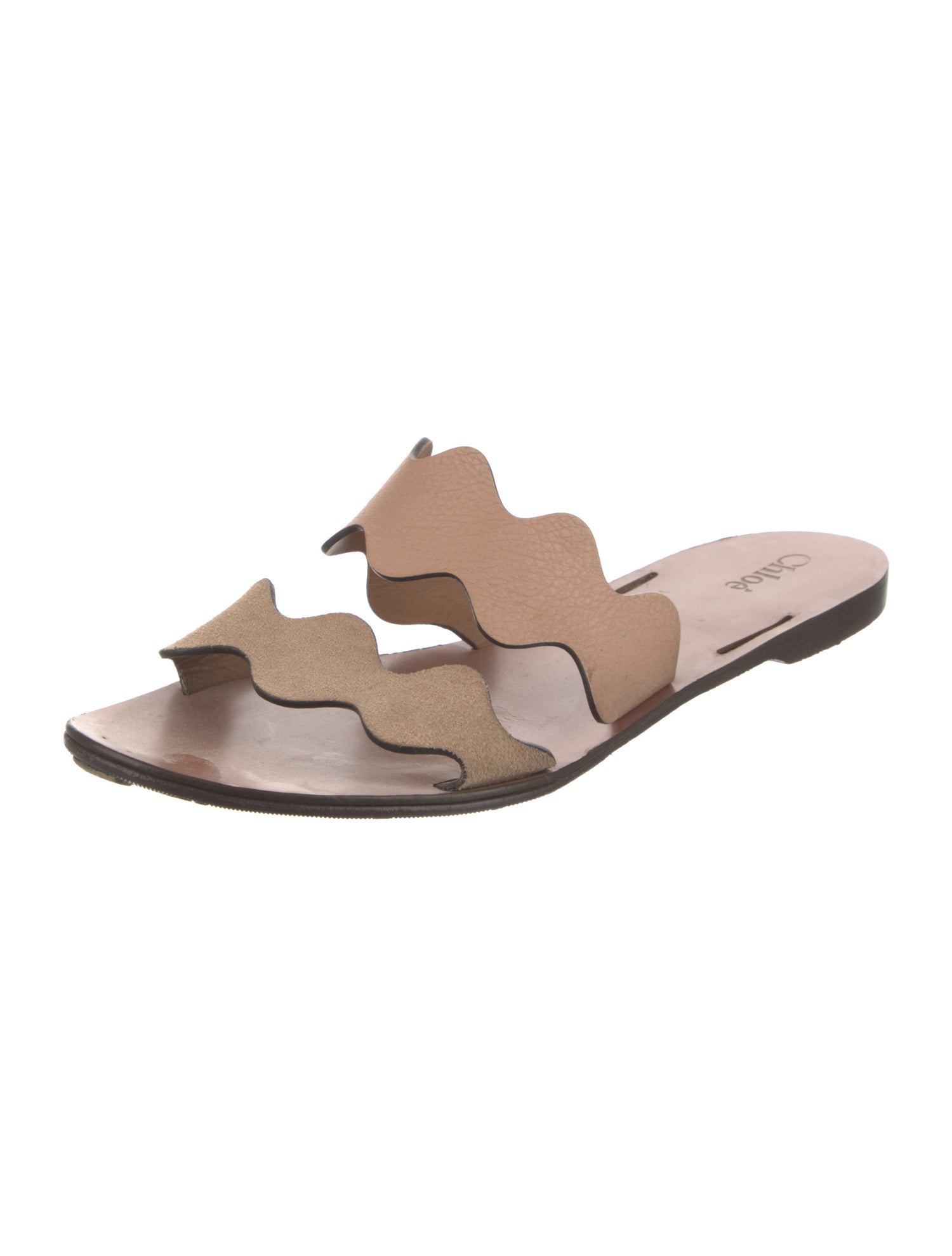 Chloé Leather Scalloped Accent Slides