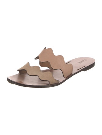 Chloé Leather Scalloped Accent Slides