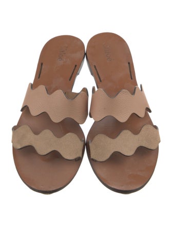 Chloé Leather Scalloped Accent Slides