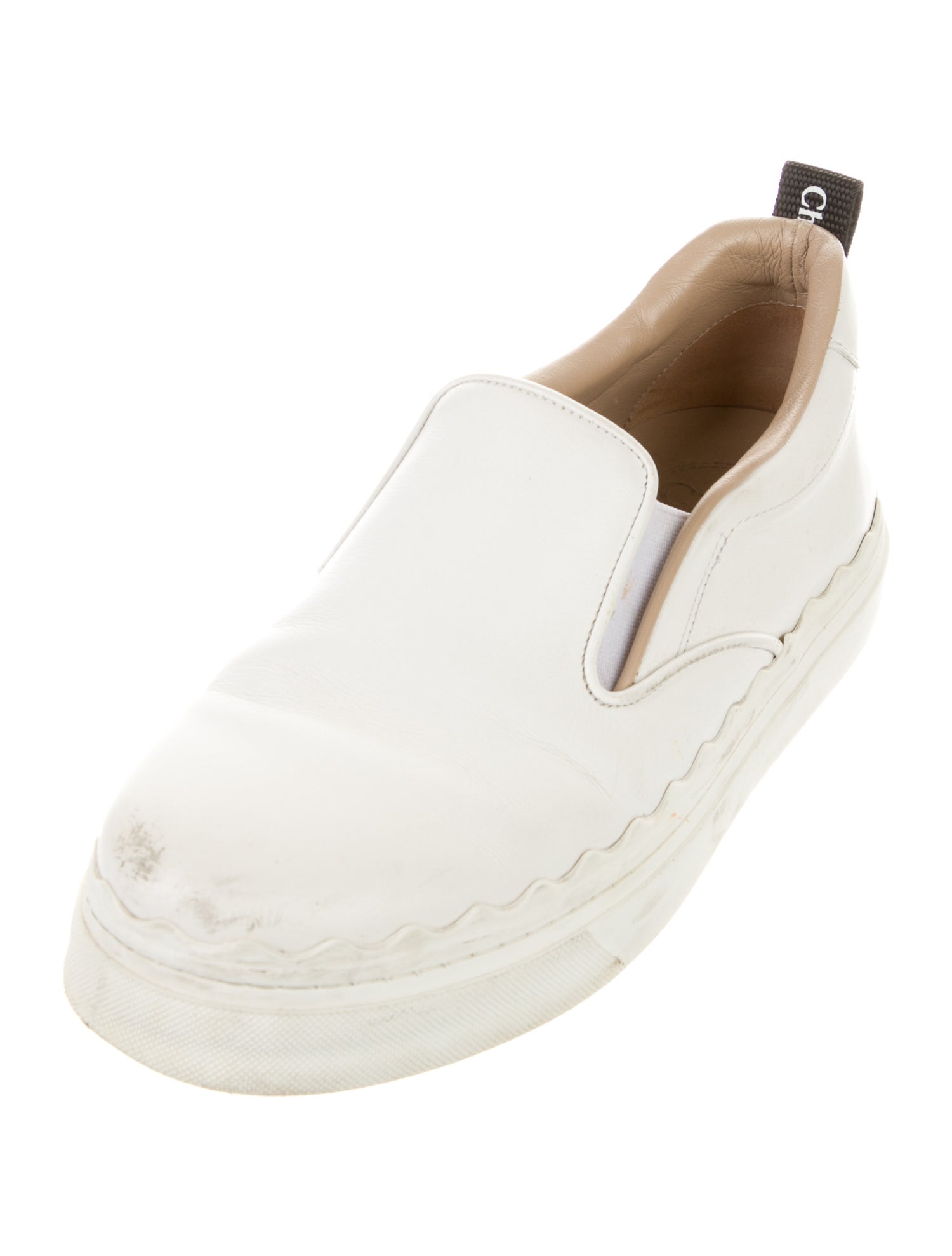 Chloé Leather Scalloped Accent Sneakers