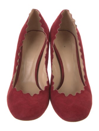 Chloé Suede Scalloped Accent Pumps