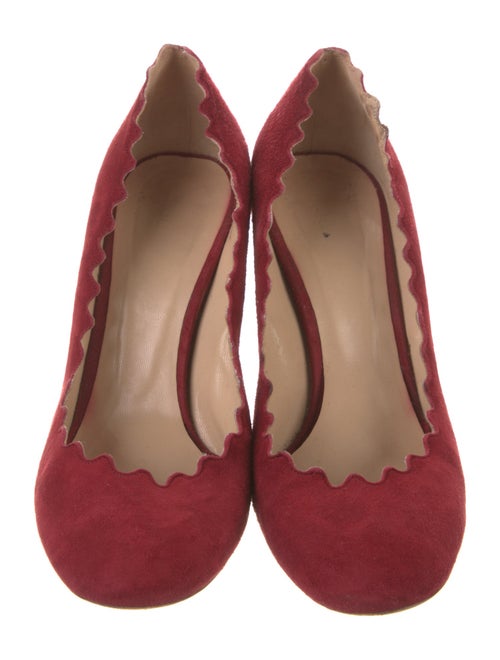 Chloé Suede Scalloped Accent Pumps
