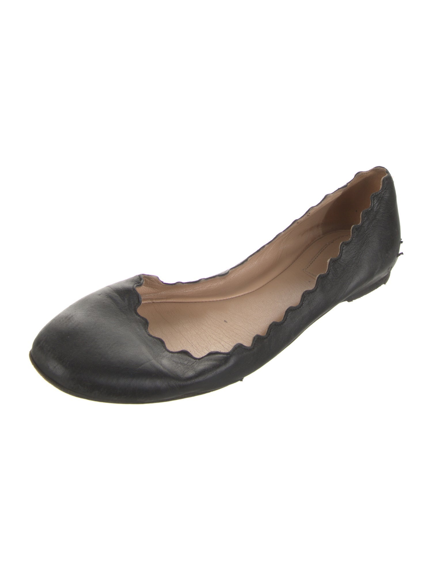 Chloé Leather Scalloped Accent Ballet Flats