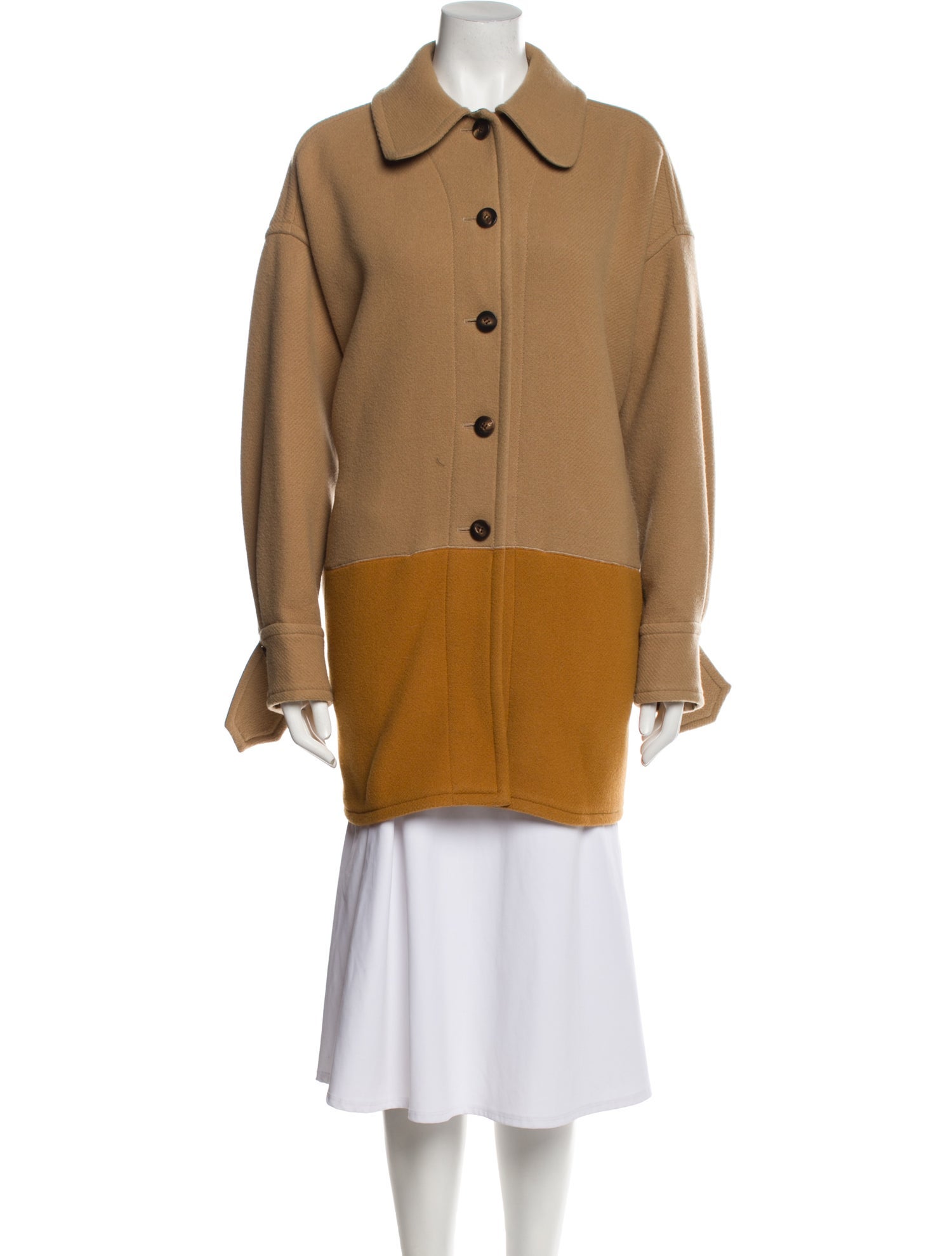 Chloé Virgin Wool Colorblock Pattern Coat
