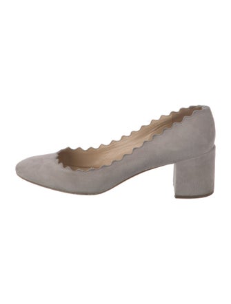 Chloé Suede Scalloped Accent Pumps