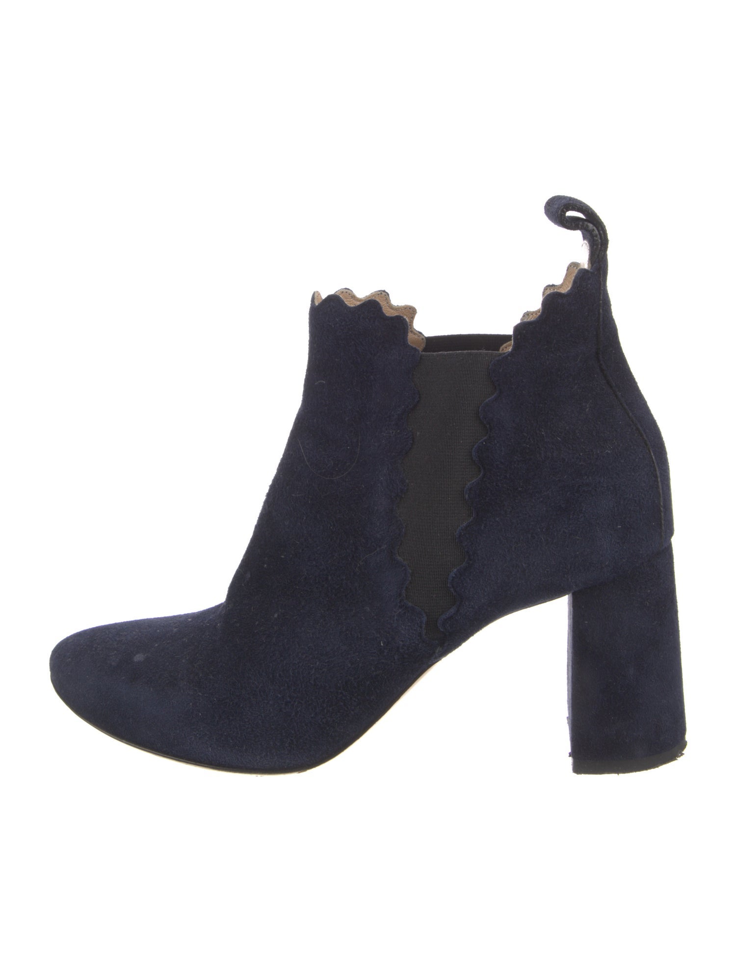 Chloé Suede Scalloped Accent Chelsea Boots