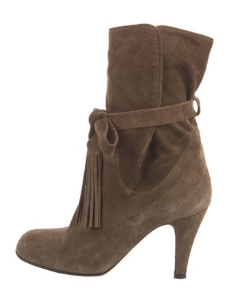Chloé Suede Fringe Trim Accent Boots