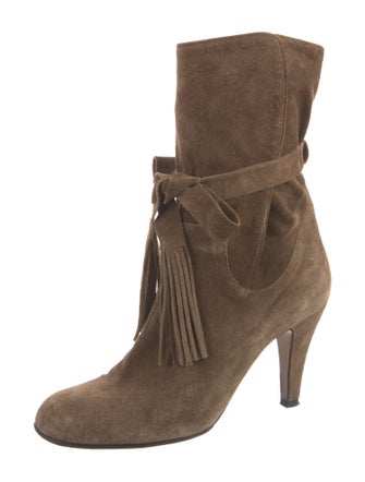 Chloé Suede Fringe Trim Accent Boots