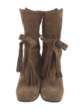 Chloé Suede Fringe Trim Accent Boots