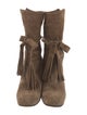 Chloé Suede Fringe Trim Accent Boots