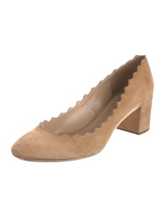 Chloé Suede Scalloped Accent Pumps