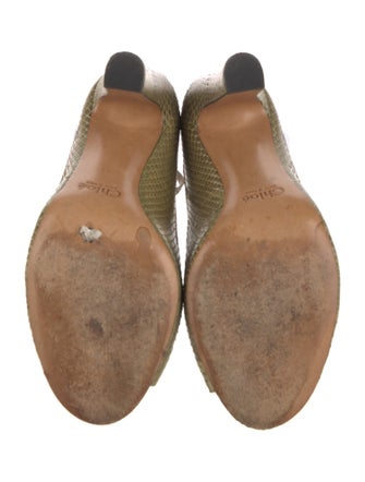 Chloé Snakeskin Animal Print T-Strap Pumps
