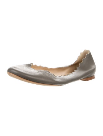 Chloé Leather Scalloped Accent Ballet Flats