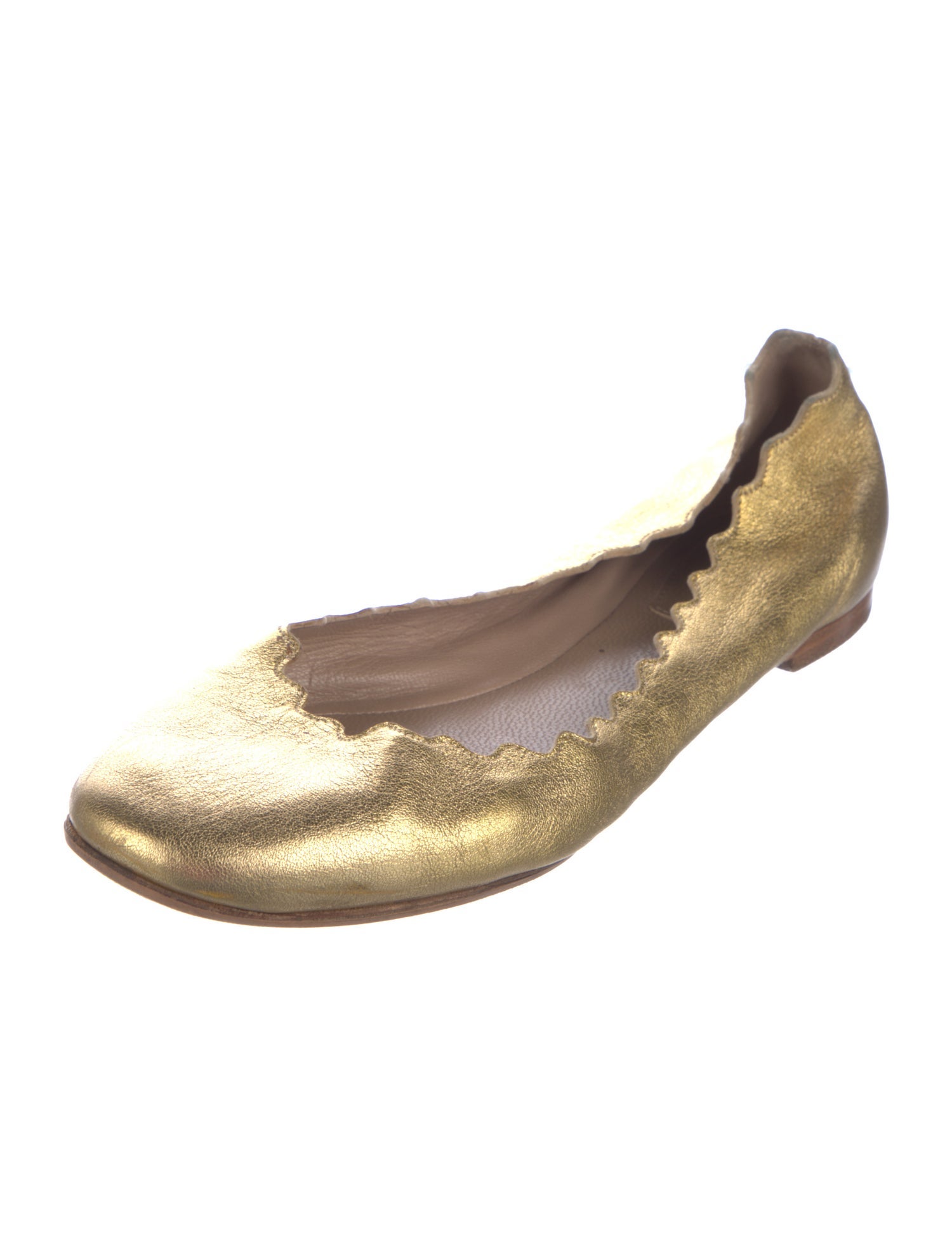 Chloé Leather Scalloped Accent Ballet Flats