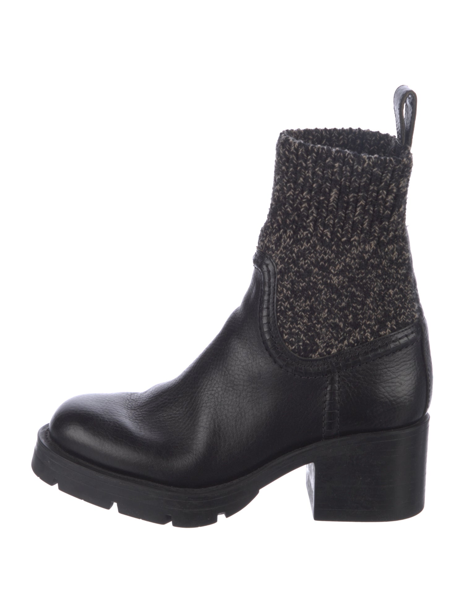 Chloé Leather Tweed Pattern Sock Boots