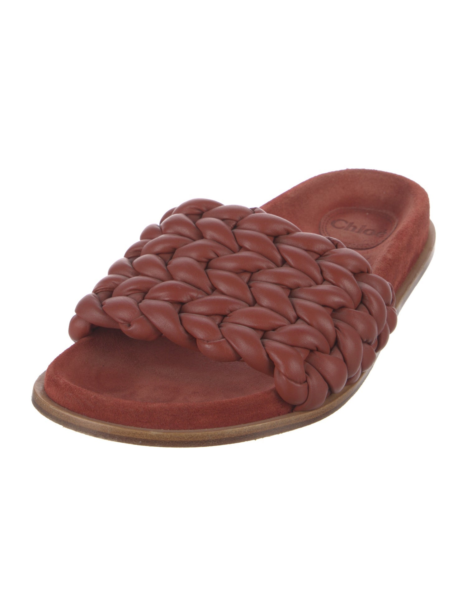 Chloé Leather Braided Accents Slides