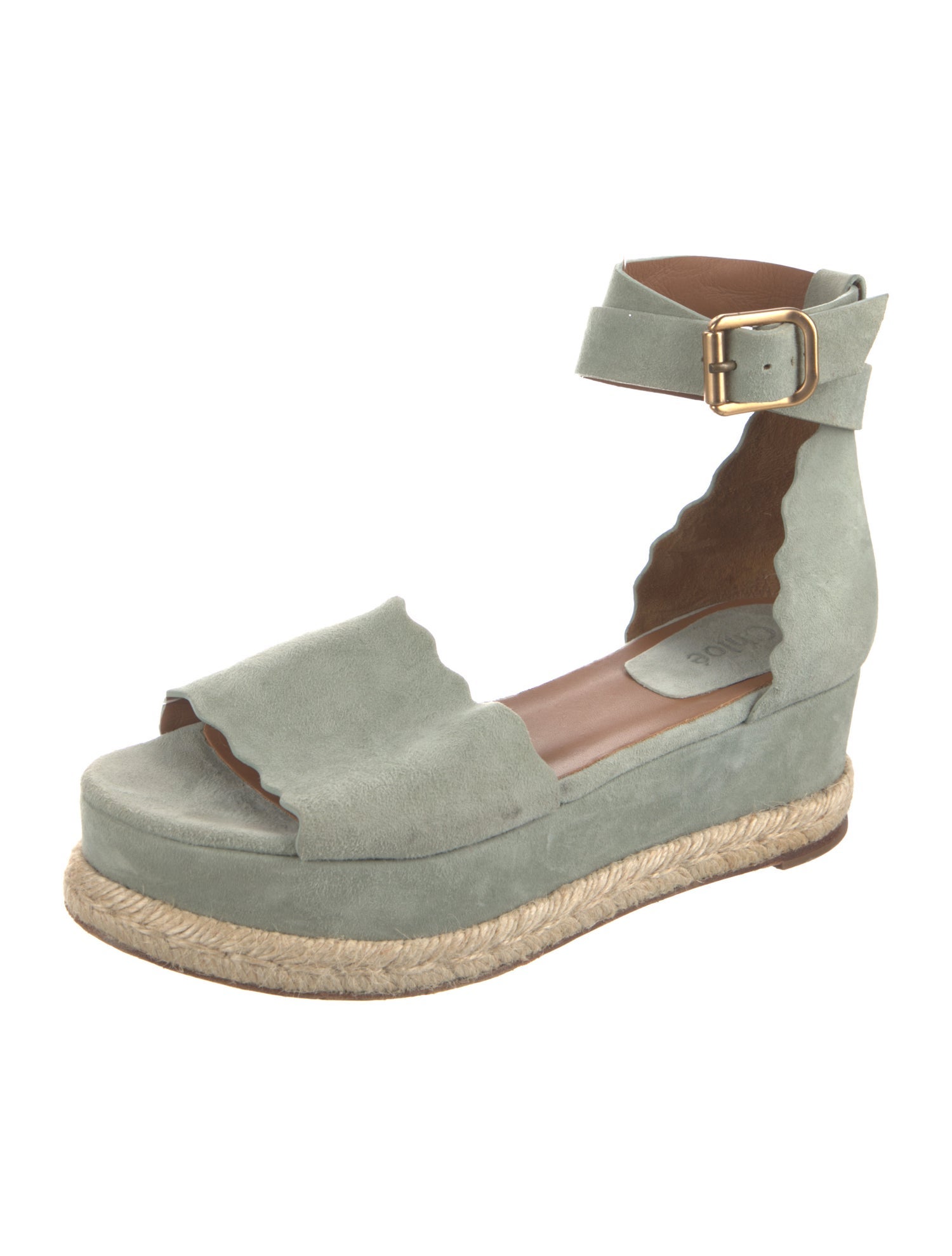 Chloé Suede Scalloped Accent Espadrilles