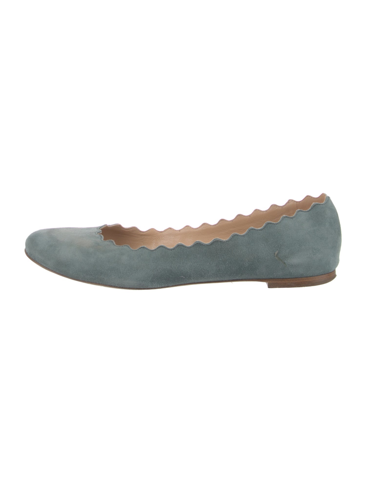 Chloé Suede Scalloped Accent Ballet Flats