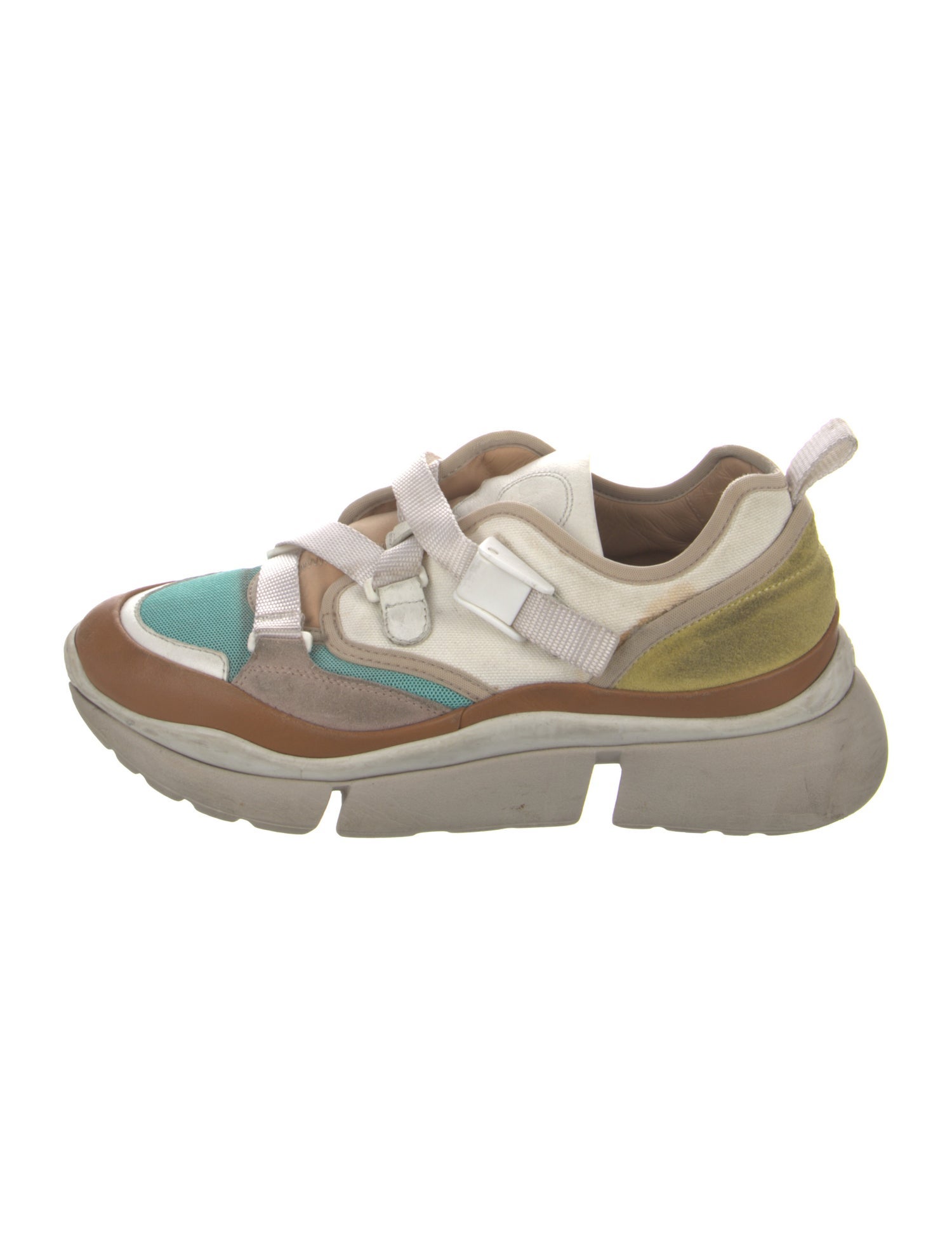 Chloé Colorblock Pattern Leather Trim Embellishment Sneakers