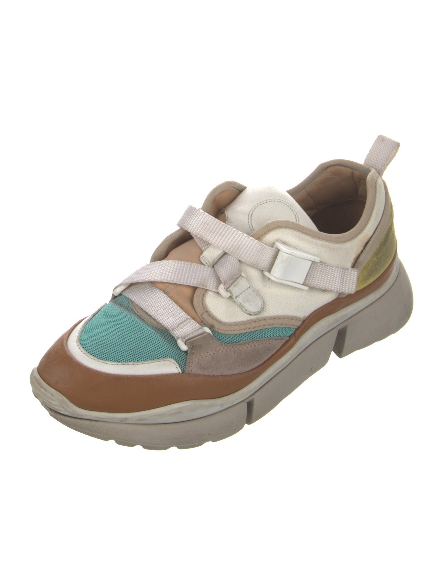 Chloé Colorblock Pattern Leather Trim Embellishment Sneakers