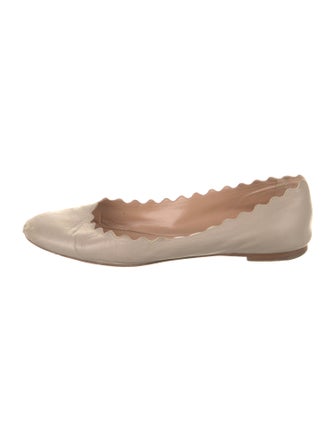 Chloé Leather Scalloped Accent Ballet Flats