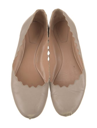 Chloé Leather Scalloped Accent Ballet Flats