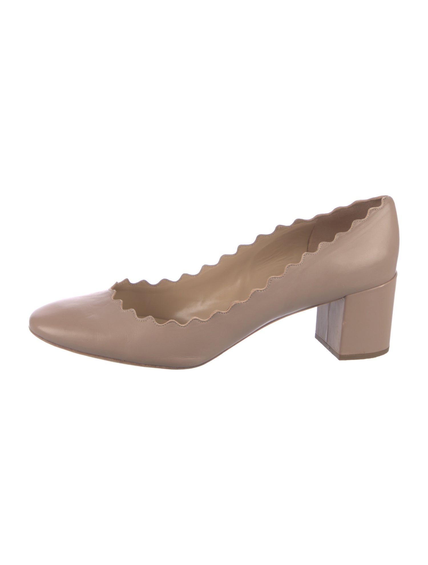 Chloé Leather Scalloped Accent Pumps