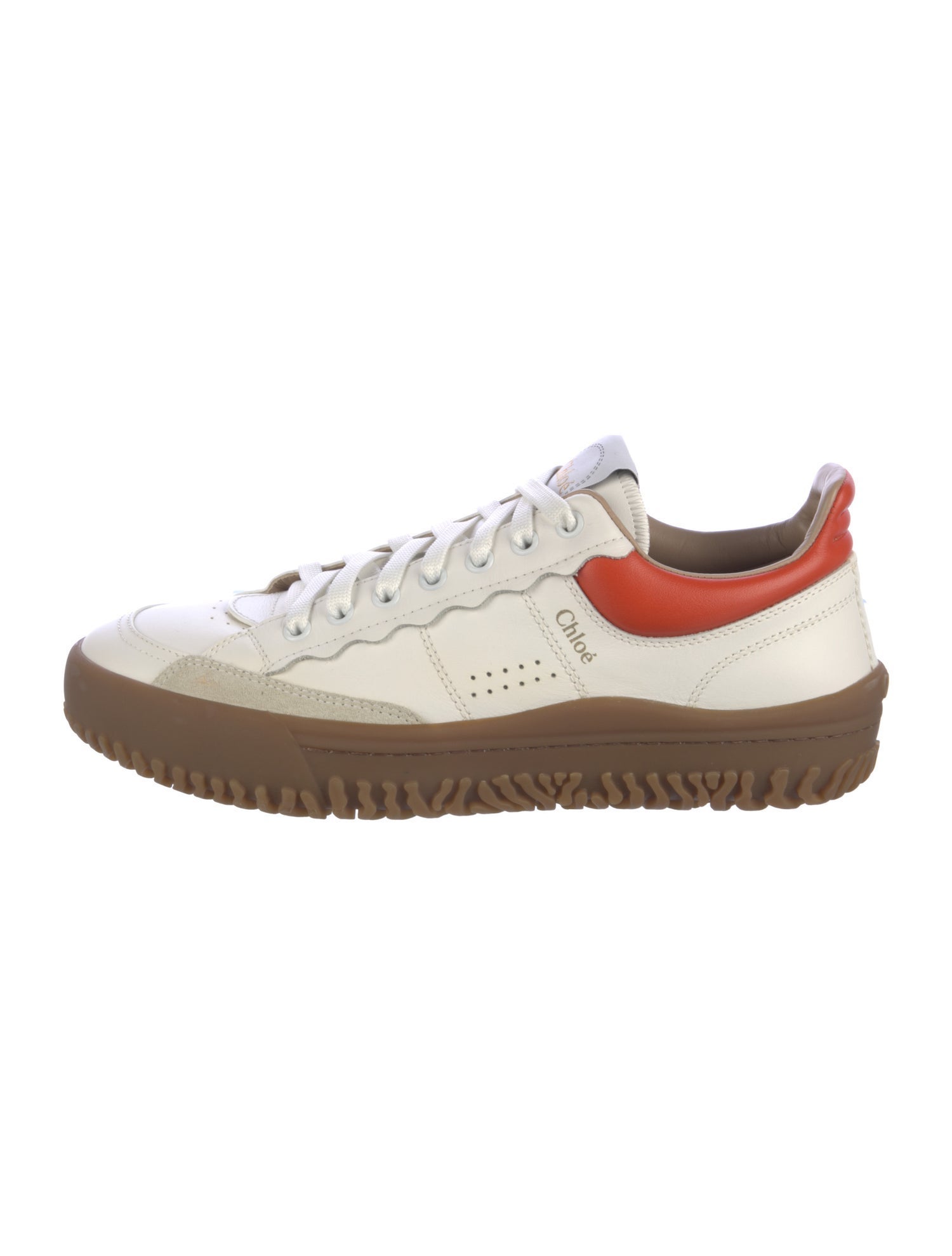 Chloé Leather Colorblock Pattern Sneakers
