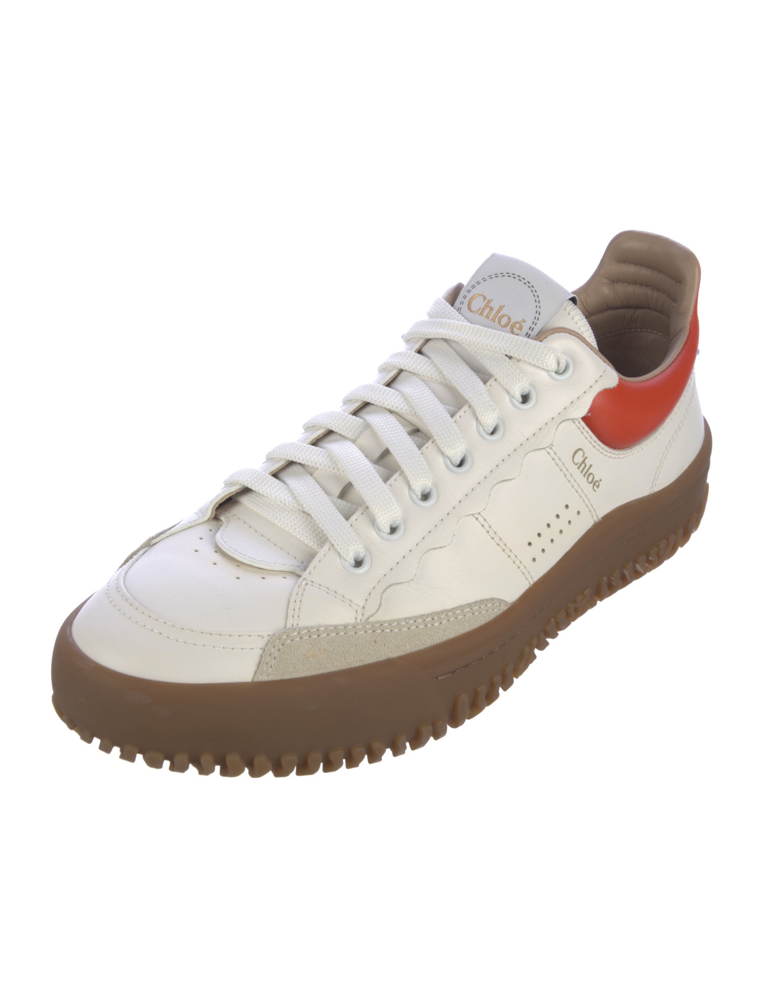 Chloé Leather Colorblock Pattern Sneakers