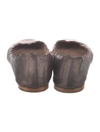 Chloé Leather Scalloped Accent Ballet Flats
