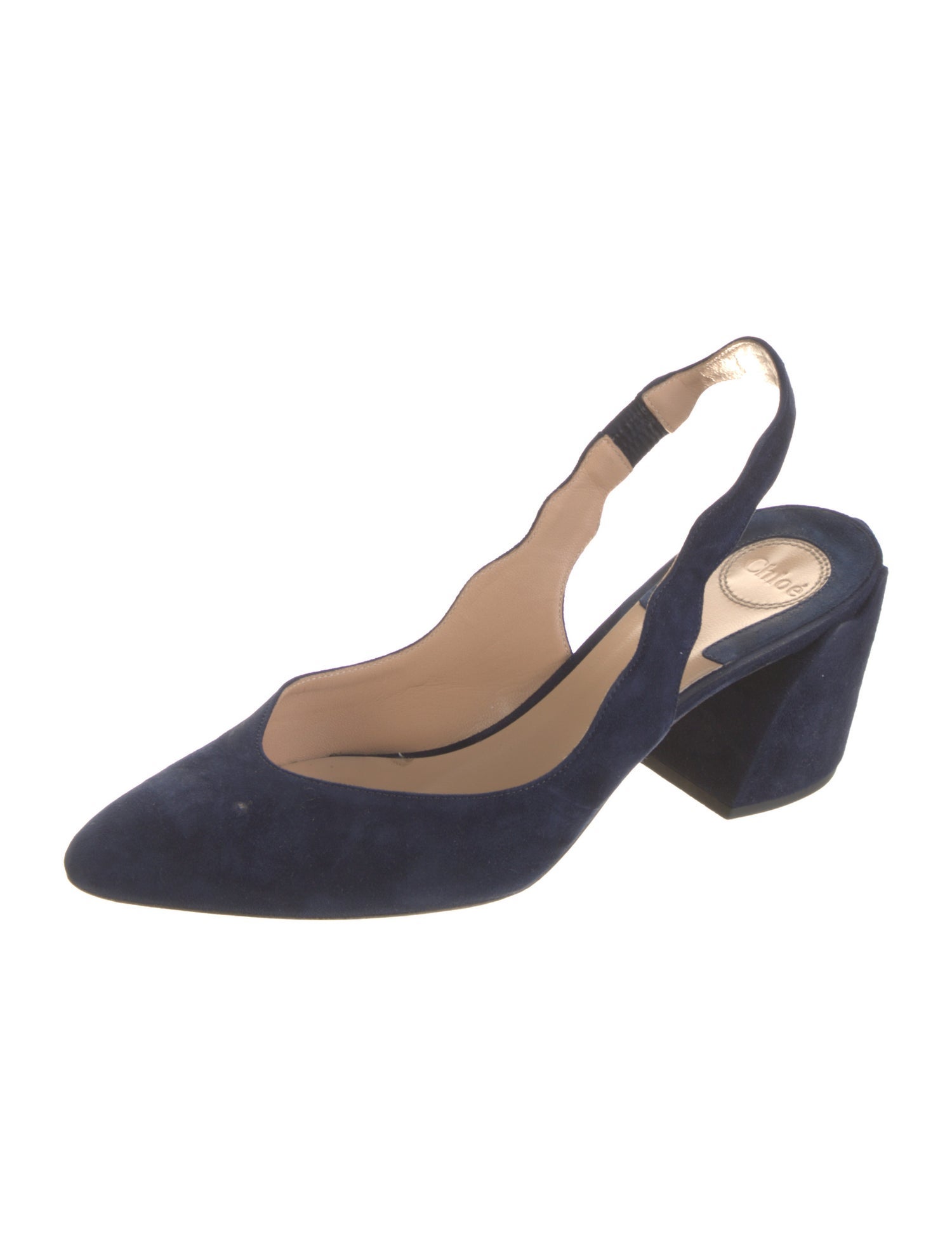 Chloé Suede Scalloped Accent Slingback Pumps