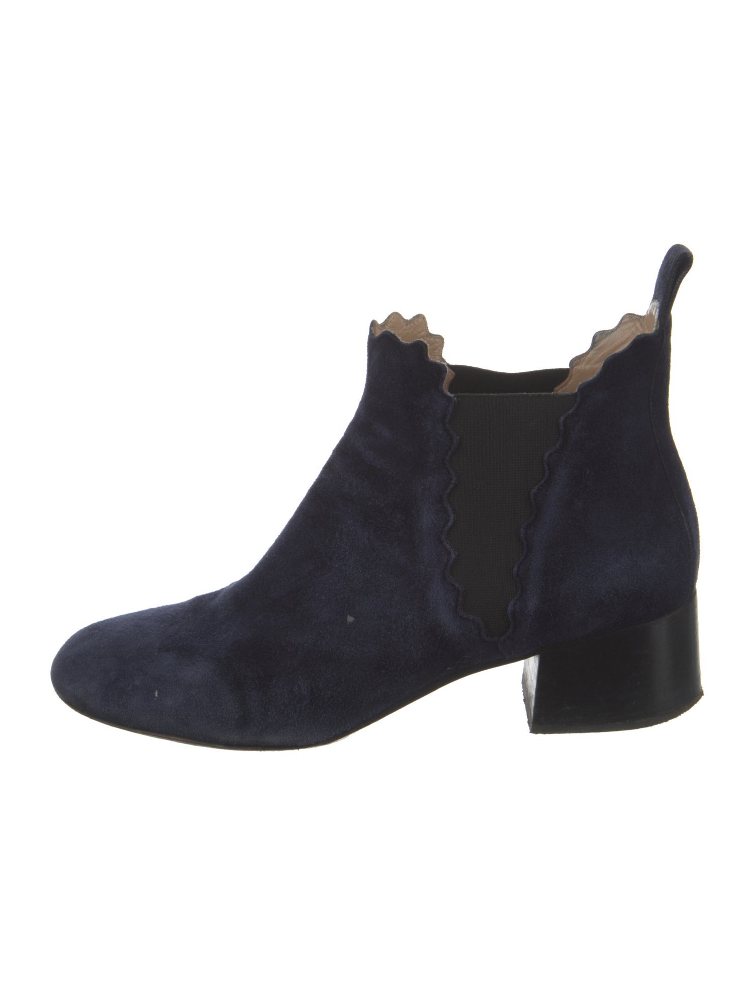 Chloé Suede Scalloped Accent Chelsea Boots