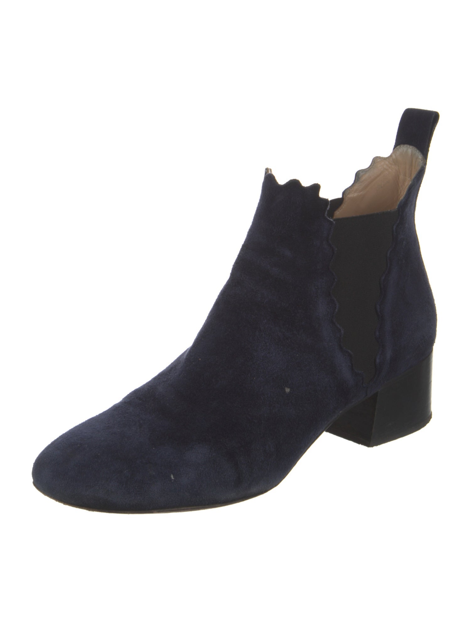 Chloé Suede Scalloped Accent Chelsea Boots
