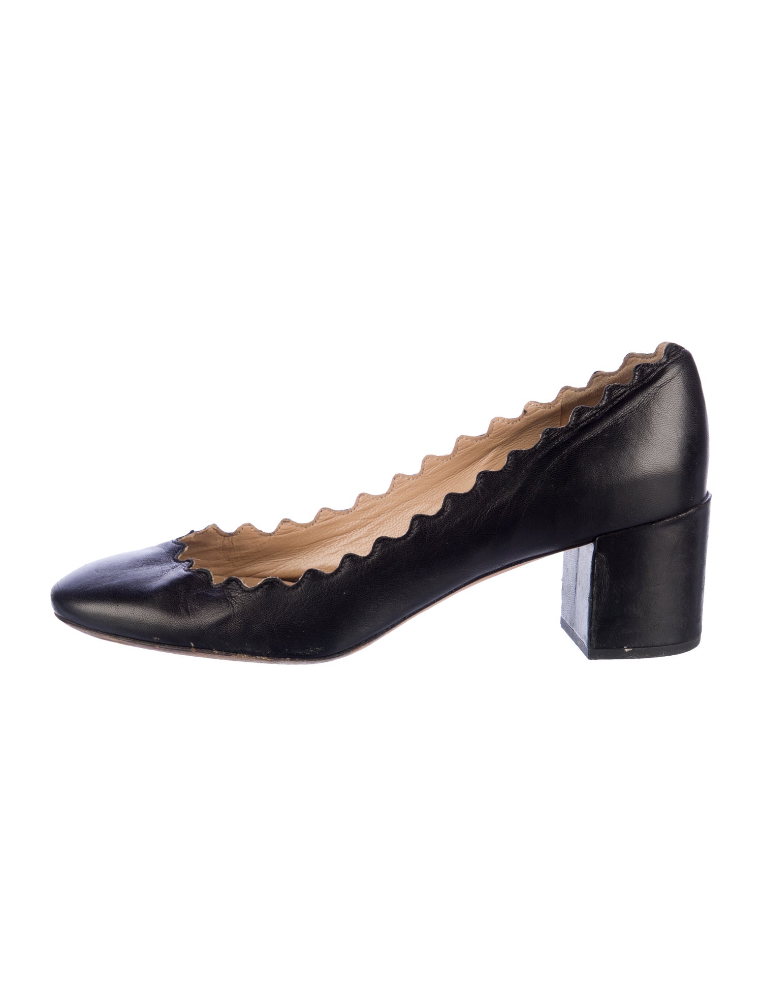 Chloé Leather Scalloped Accent Pumps
