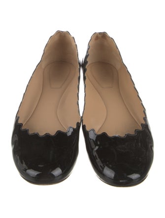 Chloé Patent Leather Scalloped Accent Ballet Flats