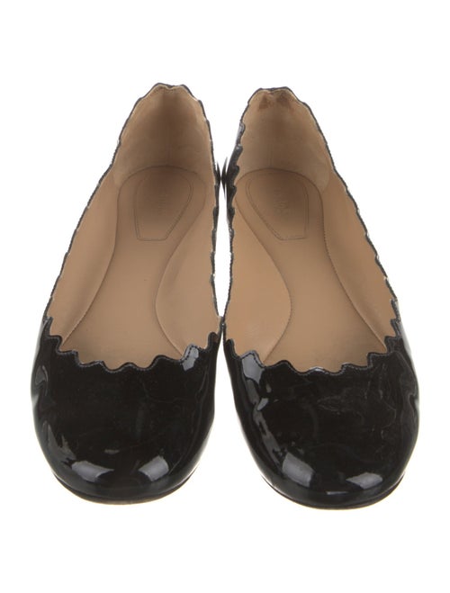 Chloé Patent Leather Scalloped Accent Ballet Flats