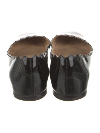 Chloé Patent Leather Scalloped Accent Ballet Flats