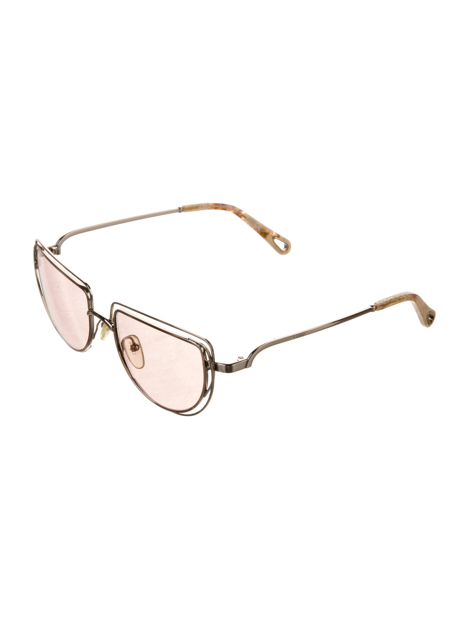 Chloé Chloé Square Sunglasses Tortoiseshell Gold Tone Metal