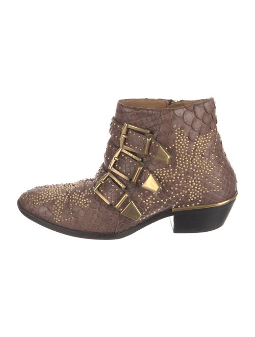 Chloé Python Studded Accents Western Boots