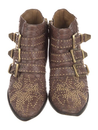 Chloé Python Studded Accents Western Boots