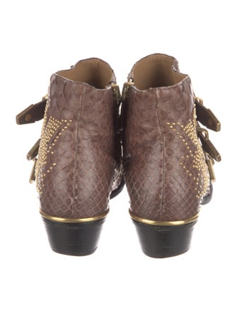 Chloé Python Studded Accents Western Boots