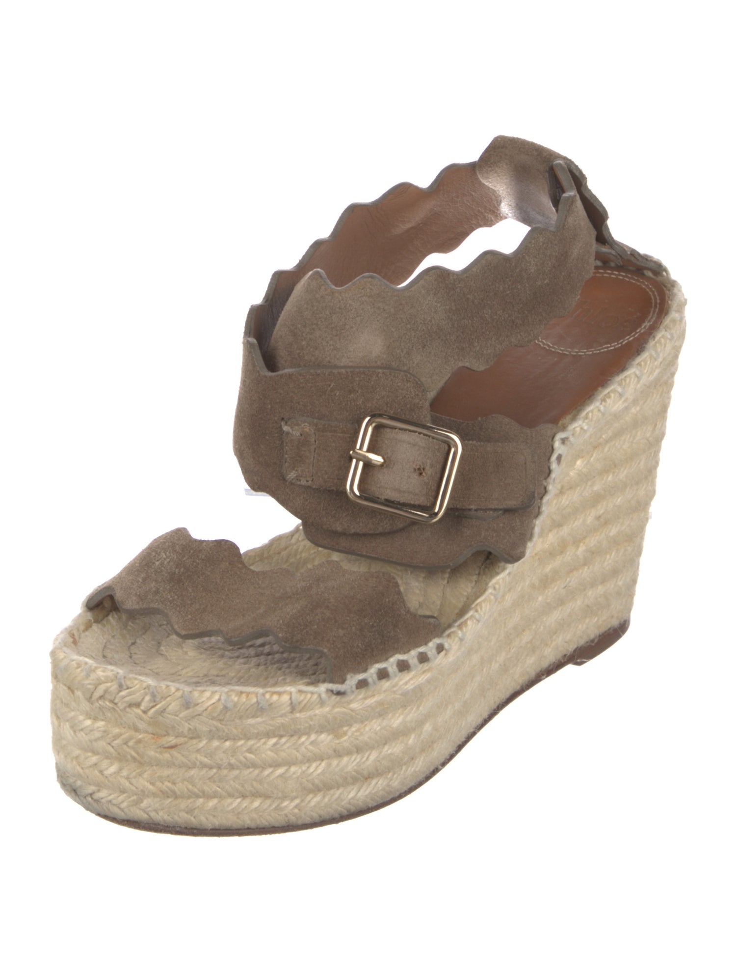 Chloé Suede Scalloped Accent Espadrilles