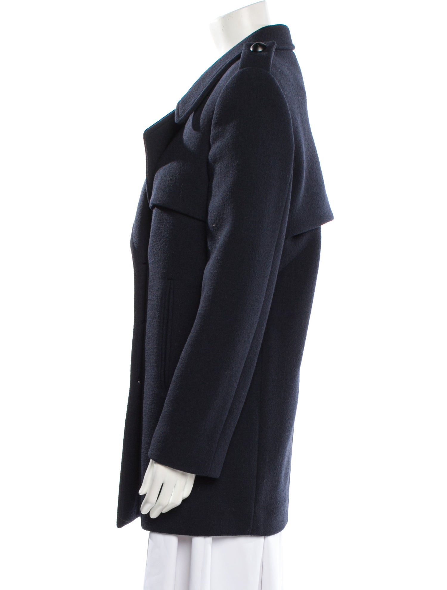 【関税&送料込】Chloe' Virgin Wool Blend Peacoat Chloé Chloé Virgin Wool Peacoat Blue Pointed Collar Short