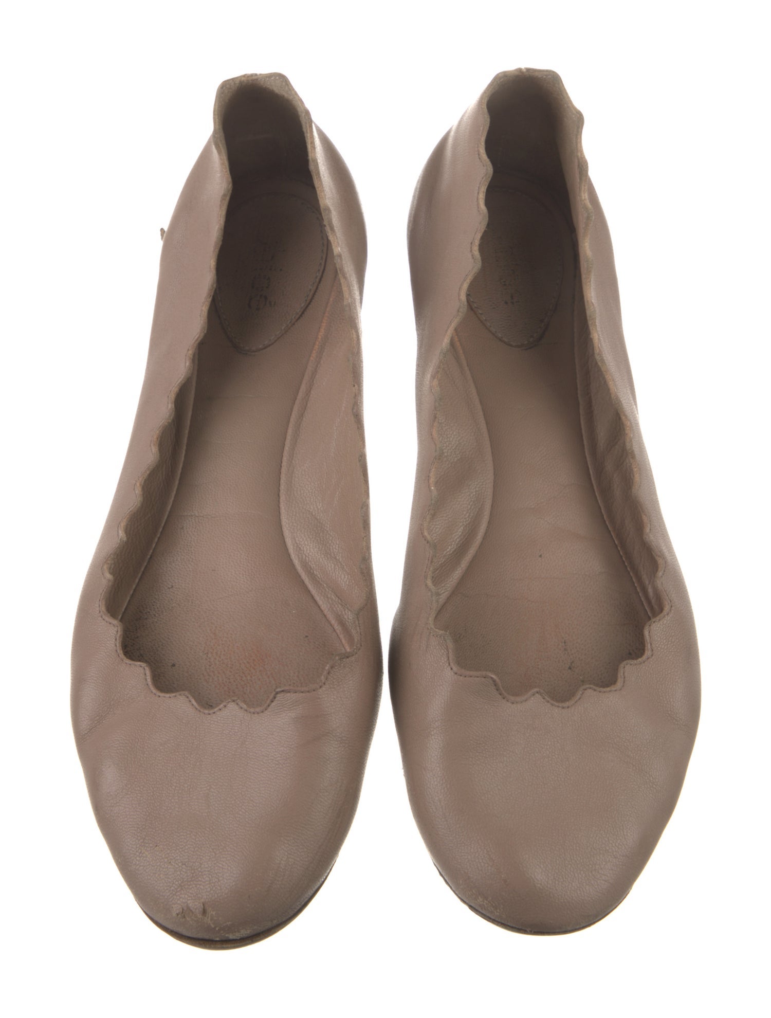 Chloé Leather Scalloped Accent Ballet Flats