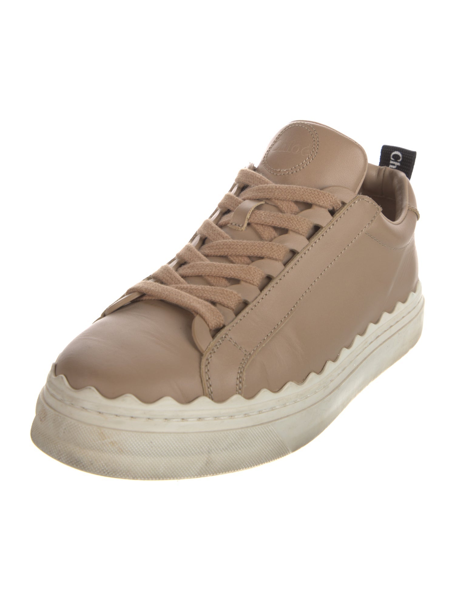Chloé Leather Scalloped Accent Sneakers