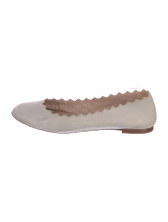 Chloé Leather Scalloped Accent Ballet Flats